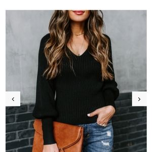 Vici Ribbed Balloon Sleeve Sweater